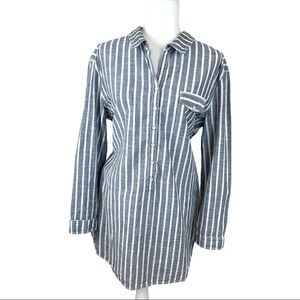 CASLON STRIPED POP OVER COTTON TUNIC SHIRT DRESS